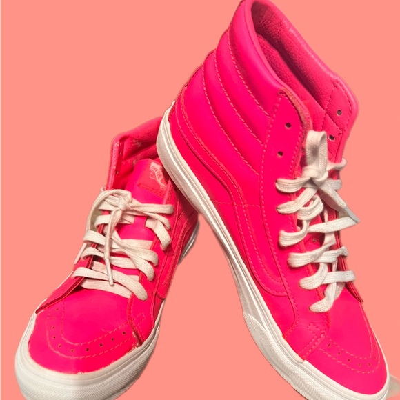 Vans Shoes - Vans Women's Neon Pink High-Top Sneakers Size 8.5